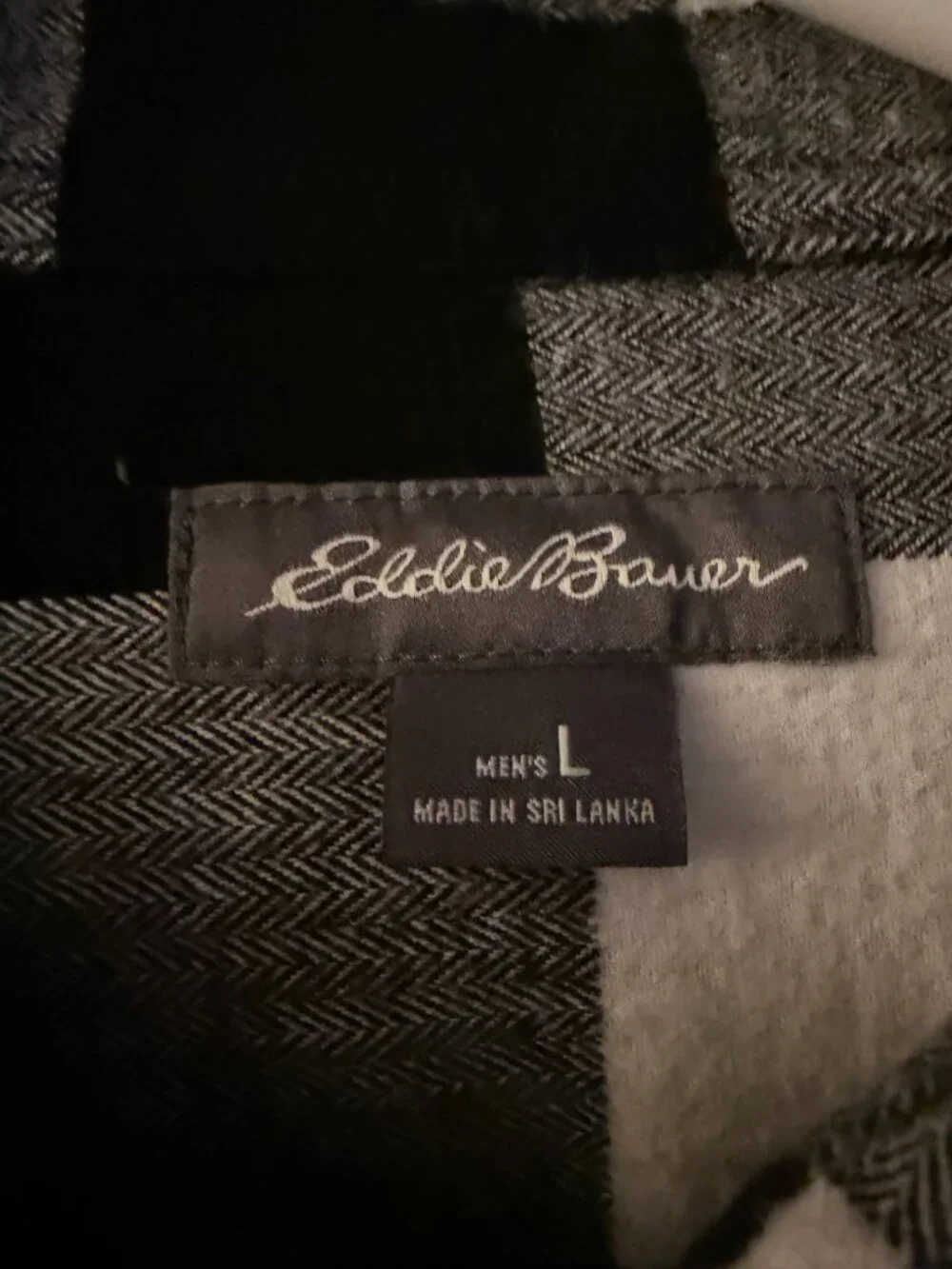 Eddie Bauer Men's Black and White Plaid Flannel Shirt